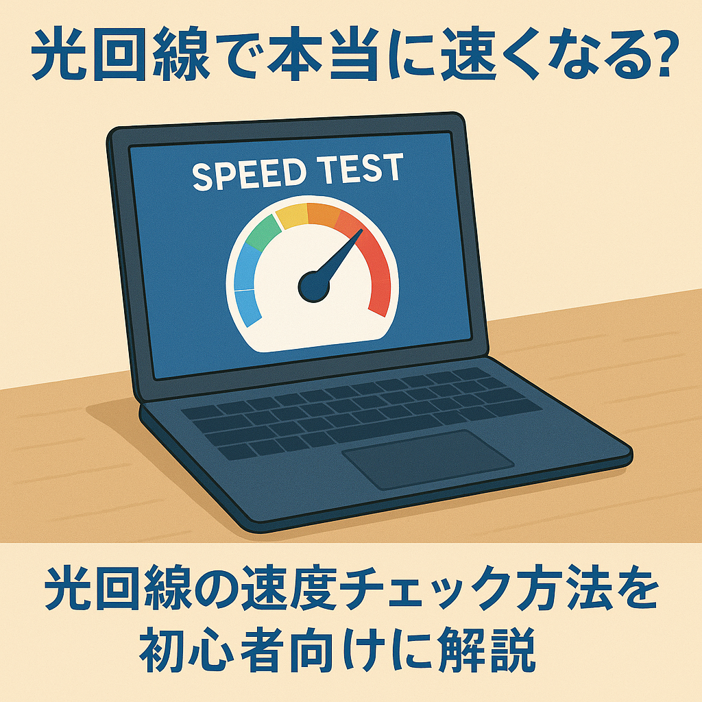 光回線の速度をスピードテストで確認するイメージ