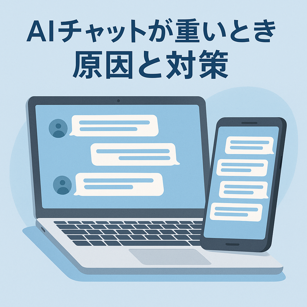 AIチャットが重くなったときの原因と対策をイメージしたアイキャッチ画像。会話が整理されて快適に使える様子。